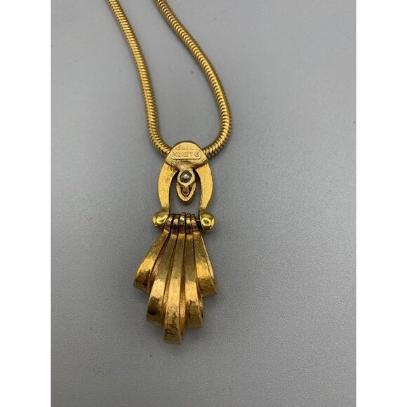 Monet Gold-Tone Vintage Country Club Solid Chic Necklace With Elegant Pendant De - Picture 8 of 11